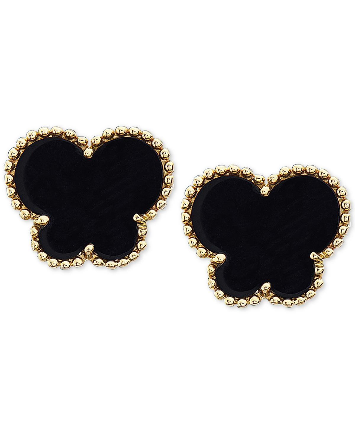 Effy Onyx (9 x 7 mm) Butterfly Stud Earrings in 14k Gold Product Image