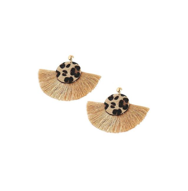 Sohi Womens Tassel Drop Earrings - Beige Product Image