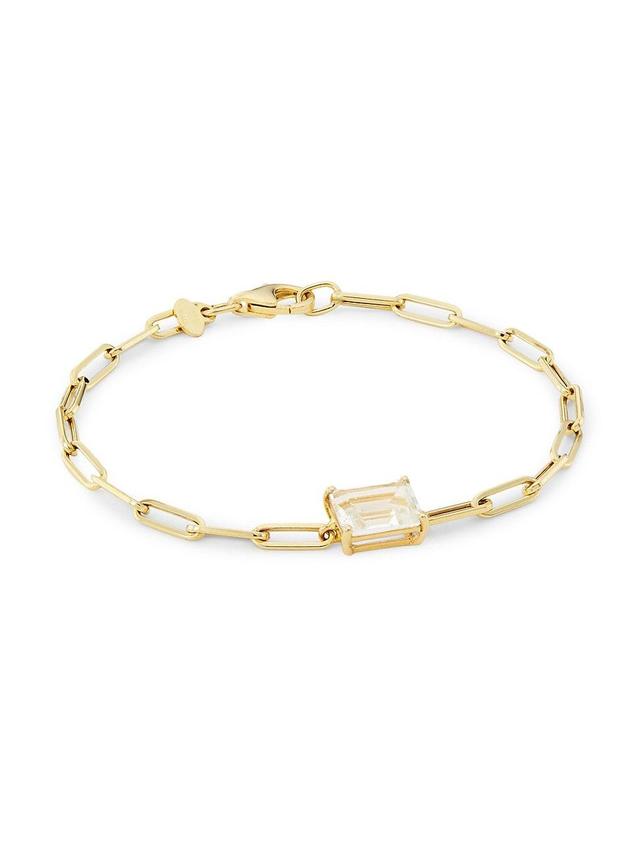 Womens 14K Gold & White Topaz Bracelet Product Image