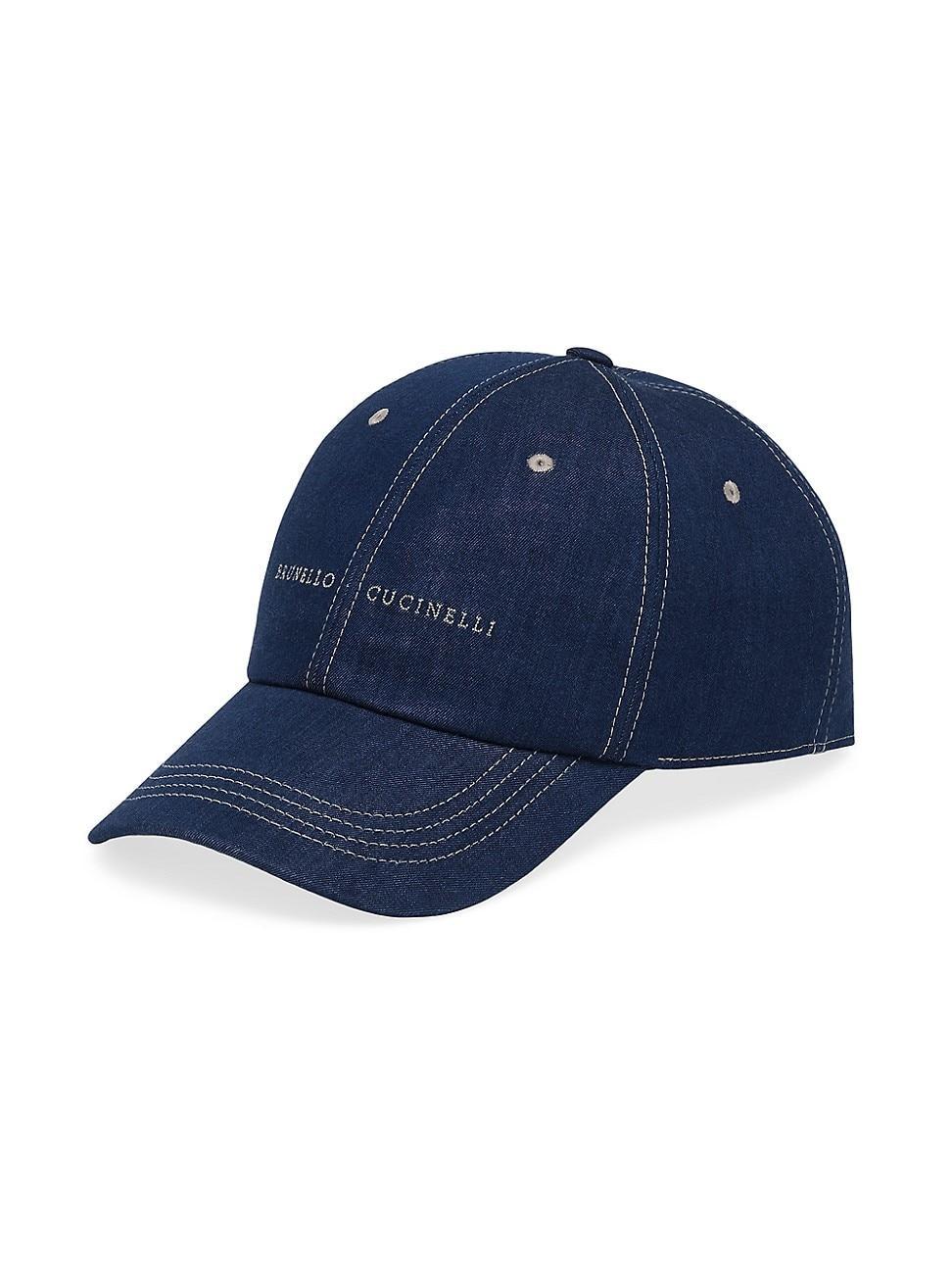 Mens Lightweight Denim Baseball Cap with Embroidered Logo Product Image