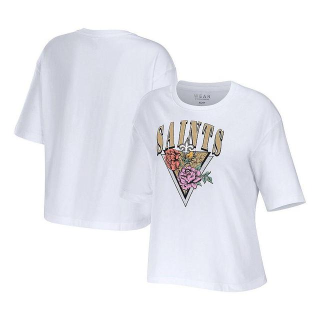 Womens WEAR by Erin Andrews New Orleans Saints Boxy Floral Cropped T-Shirt Product Image