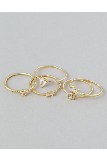 AEO Dainty Crystal Rings 5-Pack Womens Product Image