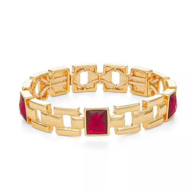 Nine West Square Stone Stretch Bracelet, Womens, Red Product Image