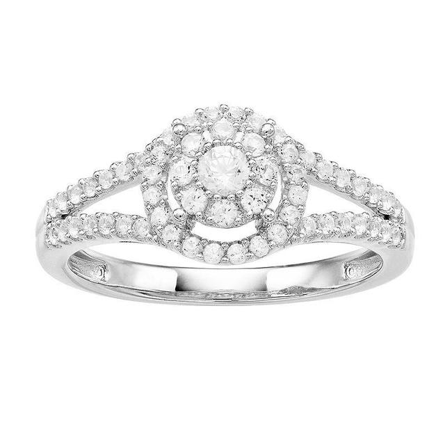 10k White Gold 1/2 Carat T.W. Diamond Halo Ring, Womens 10k Whgold Product Image