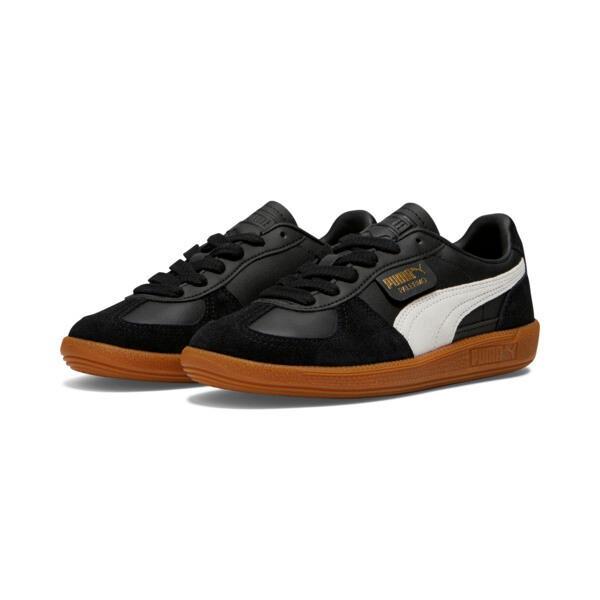 PUMA Palermo Leather Women's Sneakers in Black/Feather Grey/Gum Product Image