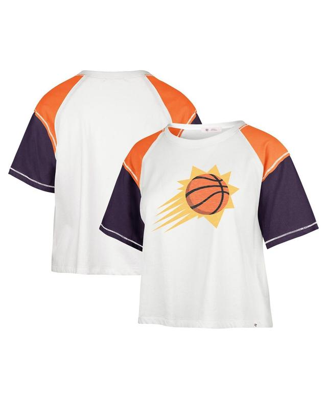 Womens 47 Brand Cream Distressed Phoenix Suns Premier Raglan Cropped T-shirt Product Image