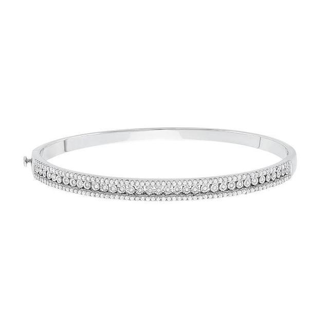 1 Carat T.W. Diamond Sterling Silver Bangle Bracelet, Womens, White Product Image