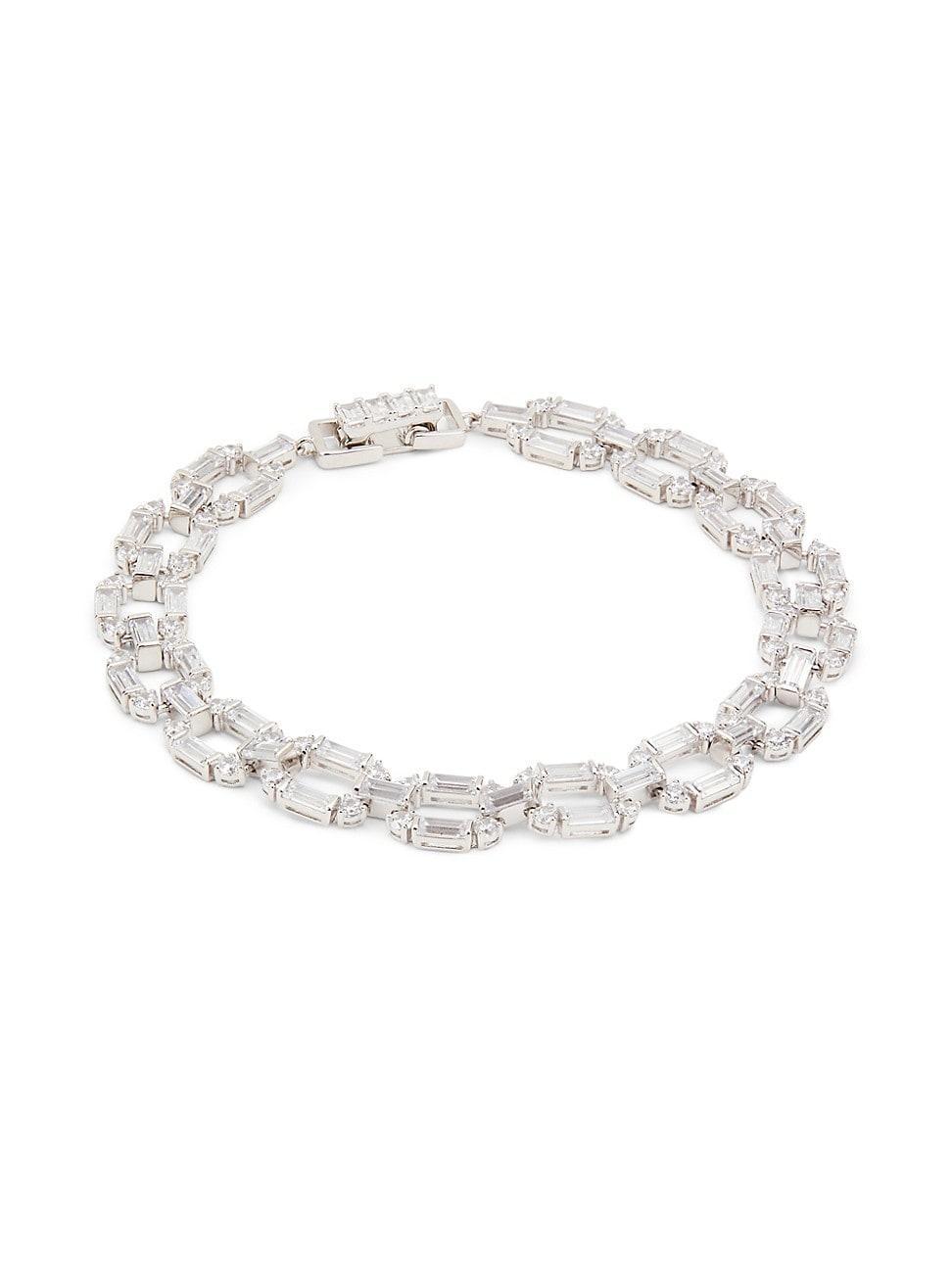 Womens Gwen Rhodium-Plated & Cubic Zirconia Chain Bracelet Product Image