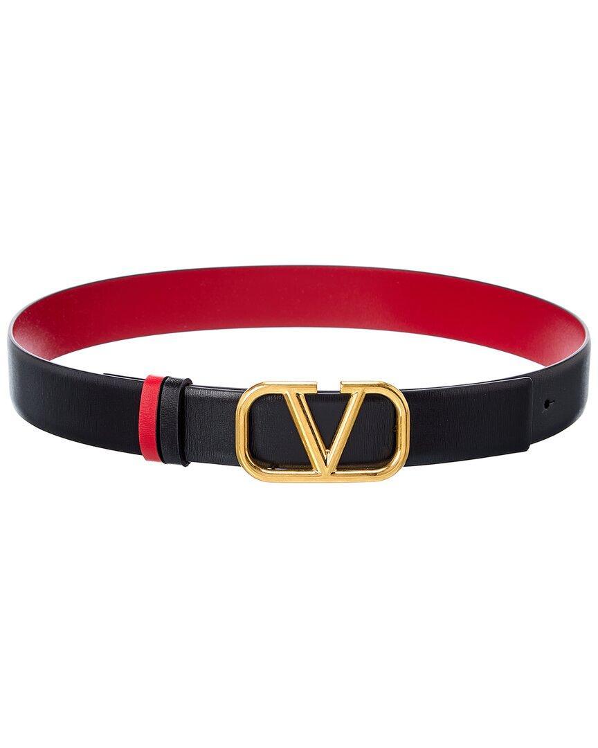 Valentino Vlogo 30mm Reversible Leather Belt In Black Product Image