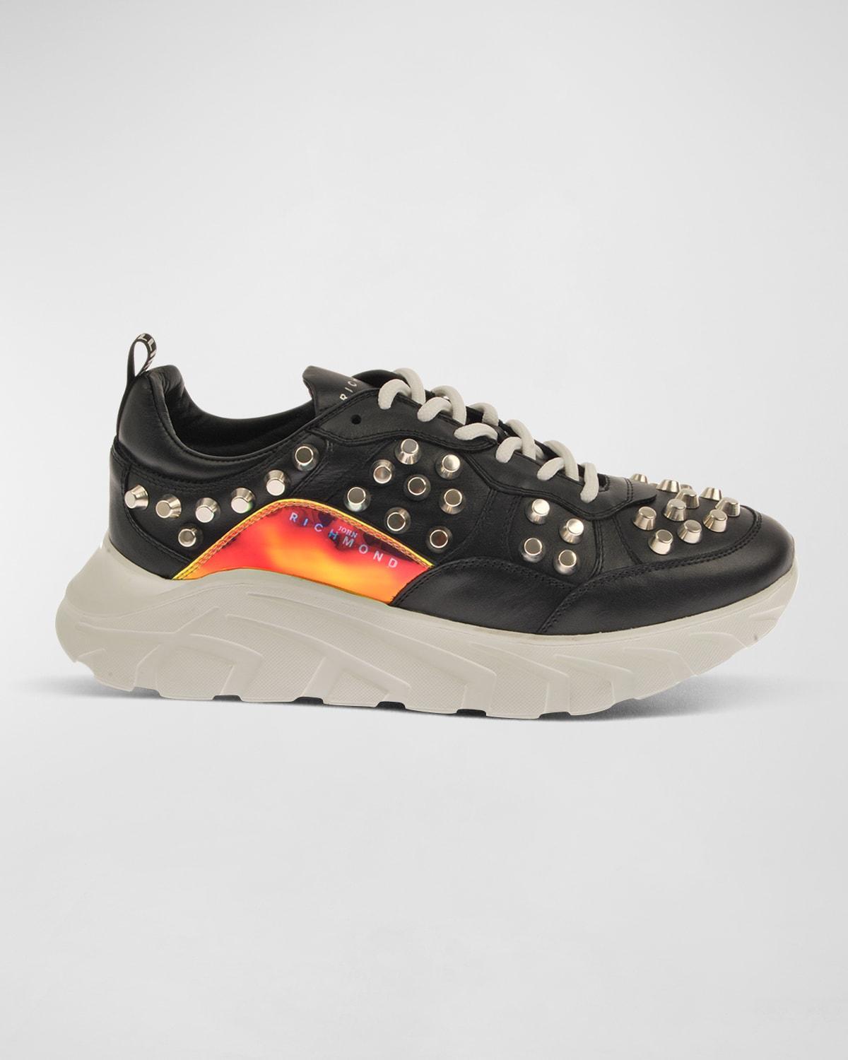 Mens Allover Studded Leather Low-Top Sneakers Product Image