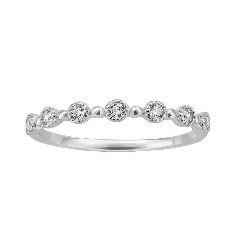 PRIMROSE Sterling Silver Cubic Zirconia Beaded Bezel Ring, Womens Product Image