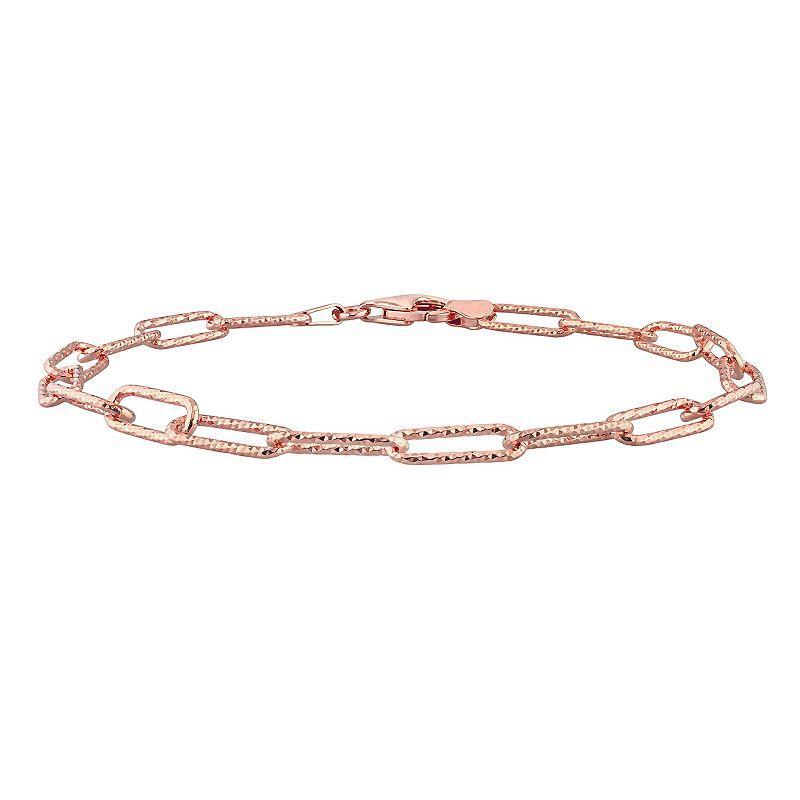 Stella Grace 18k Gold Over Silver 5 mm Fancy Cut Paper Clip Link Chain Anklet, Womens Rose Gold Tone Product Image