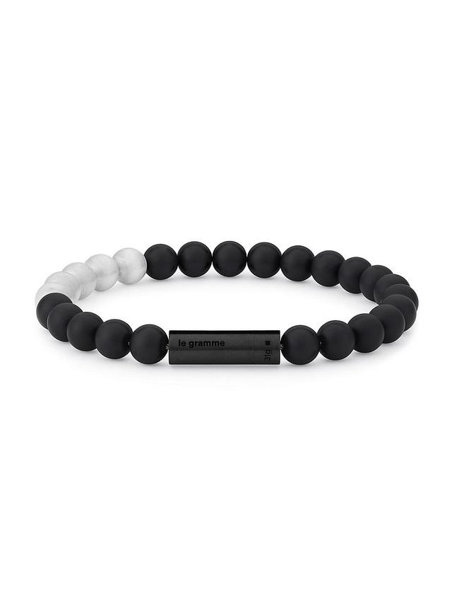 Mens 31G Brushed Black Ceramic, Stainless Steel, & Titanium Beaded Bracelet Product Image