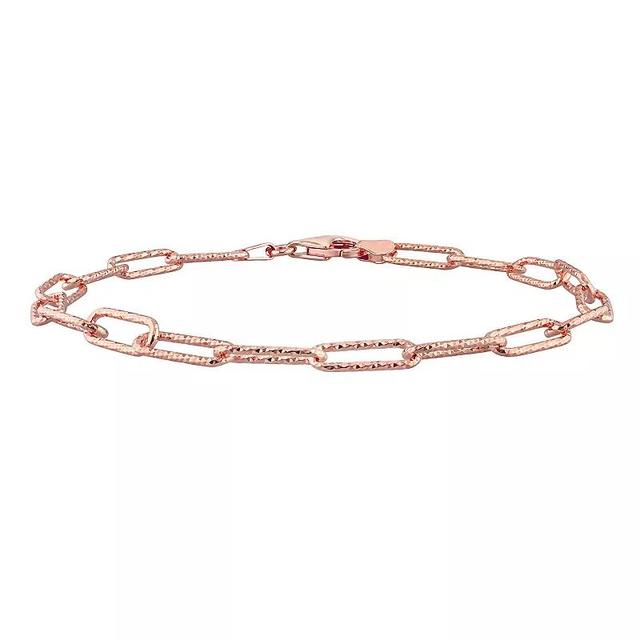 Stella Grace 18k Gold Over Silver 5 mm Fancy Cut Paper Clip Link Chain Anklet, Womens Rose Gold Tone Product Image