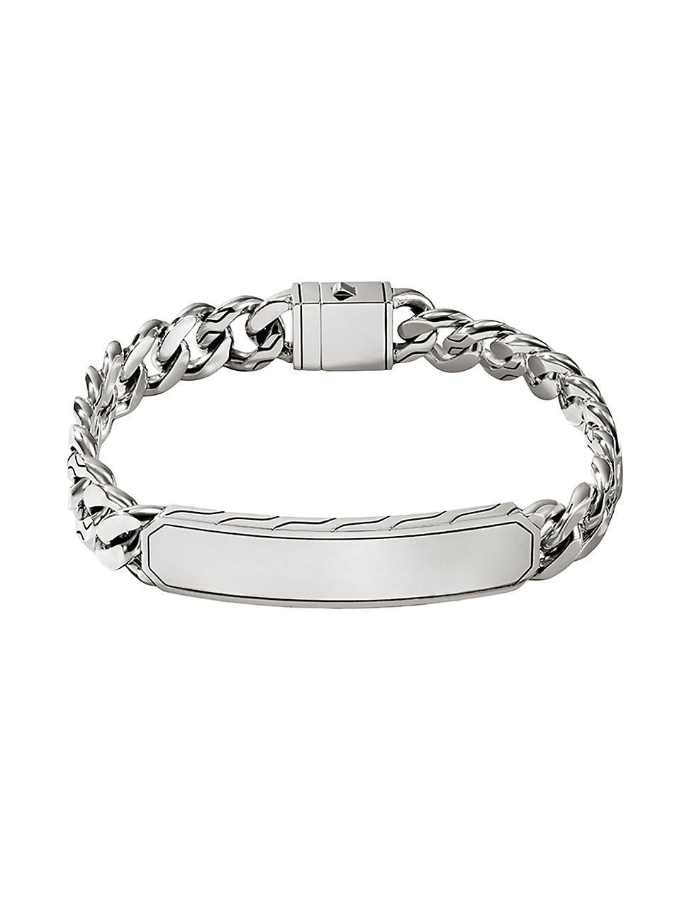 Mens ID Sterling Silver Curb Link Bracelet Product Image