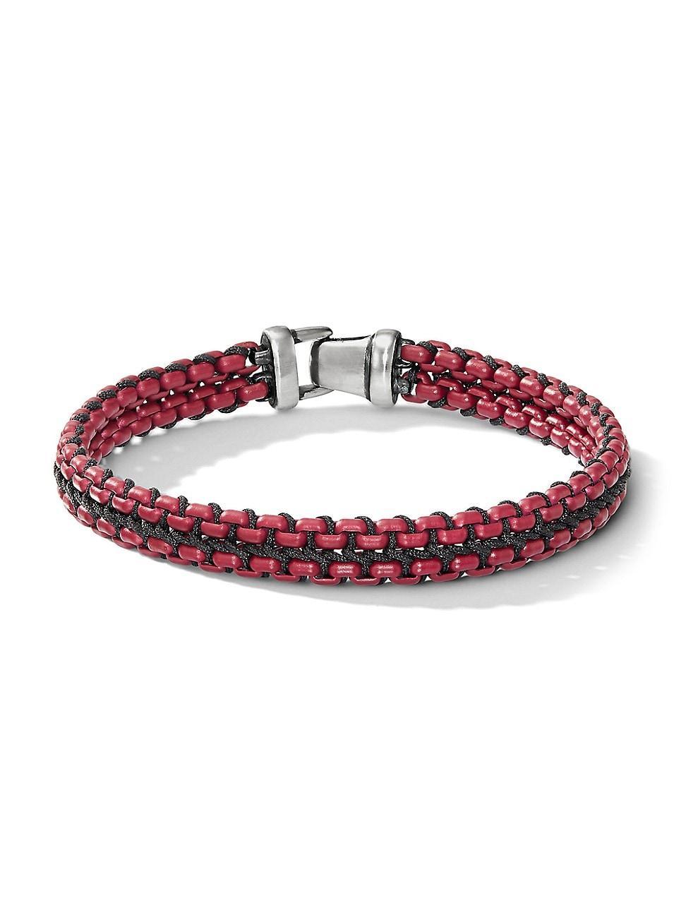 Mens Woven Box Chain Bracelet with Stainless Steel and Nylon Product Image