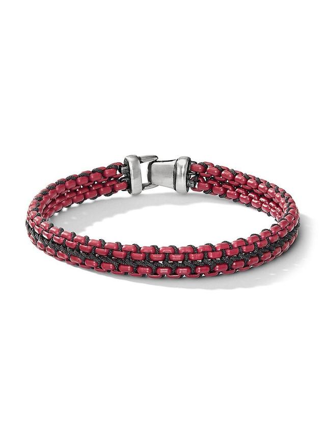 Mens Woven Box Chain Bracelet with Stainless Steel and Nylon Product Image