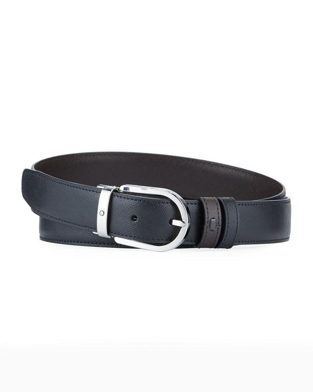 Mens Horseshoe-Buckle Reversible Leather Belt Product Image