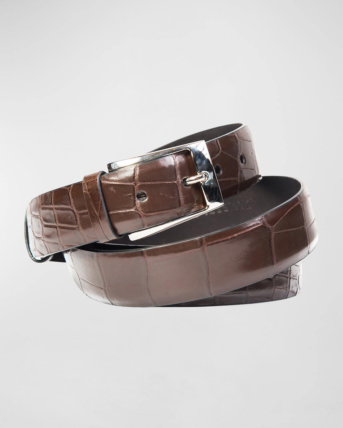 Mens Crocodile Leather Dress Belt Product Image