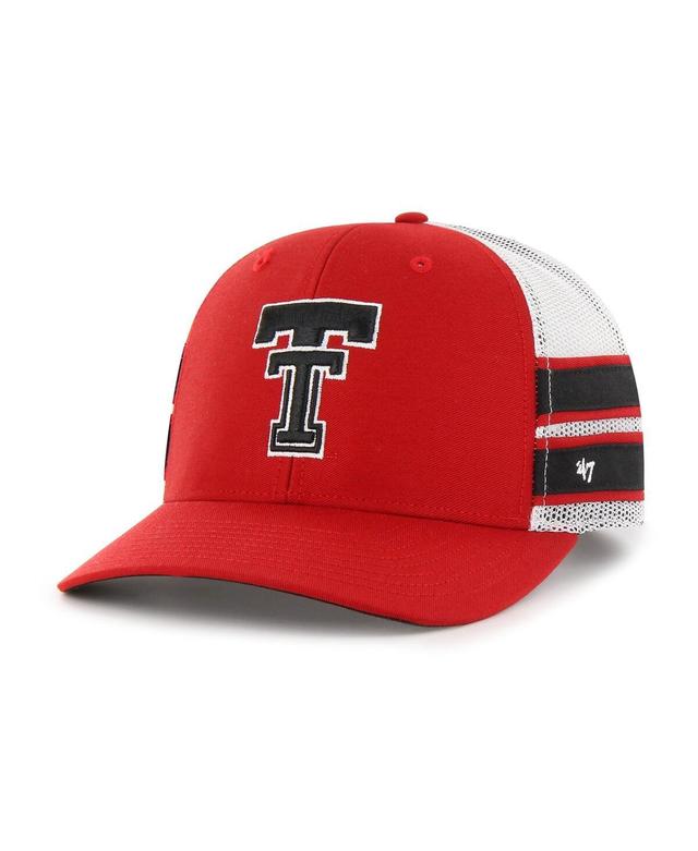 Mens 47 Brand Red Distressed Texas Tech Red Raiders Straight Eight Adjustable Trucker Hat Product Image