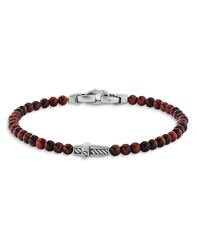 Mens Cross Station Bead Bracelet, 4mm Product Image