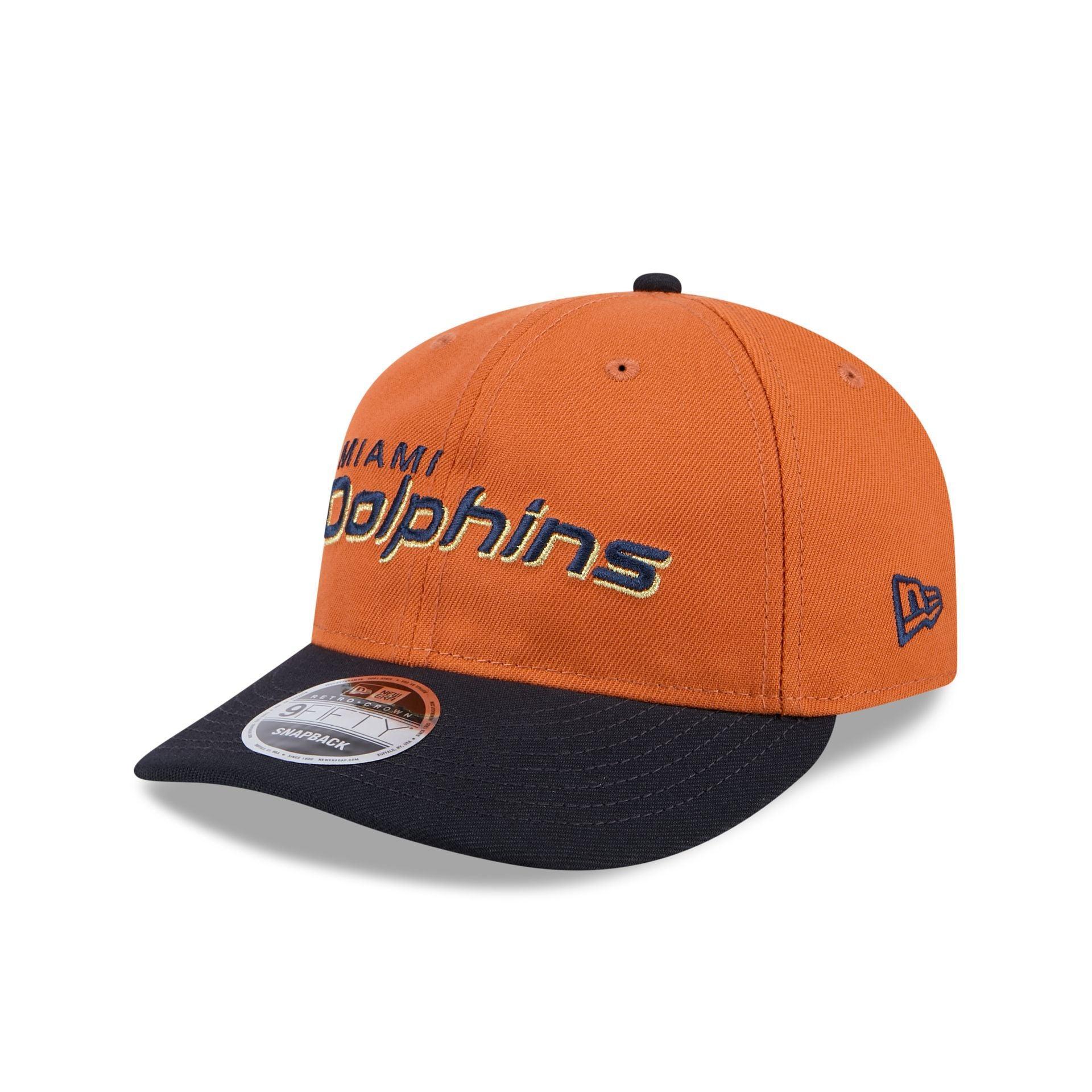 Miami Dolphins Gold Wood Retro Crown 9FIFTY Snapback Hat Male Product Image