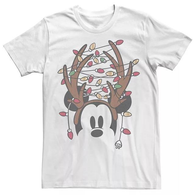 Disneys Mickey Mouse Mens Antlers With Christmas Lights Tee Product Image