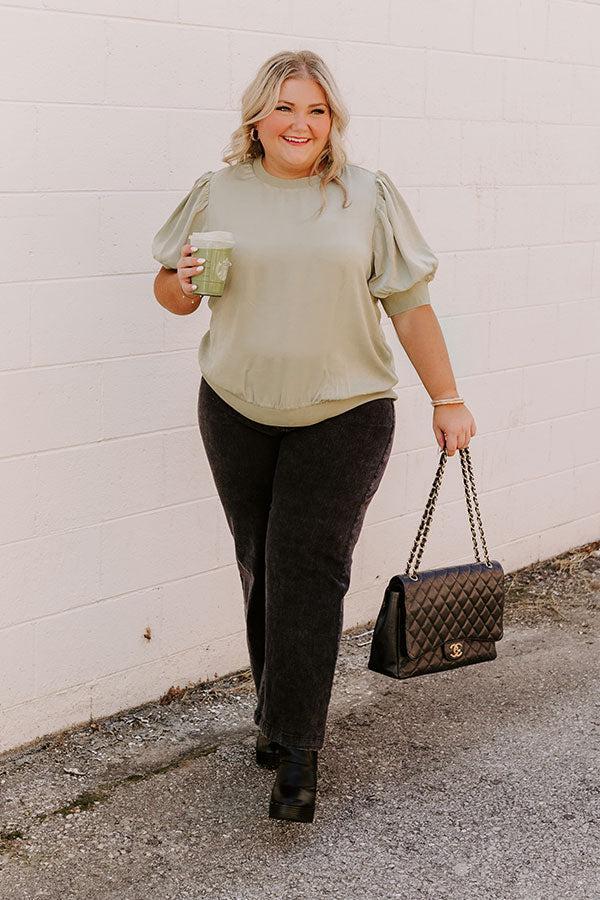 Central Park Stroll Shift Top in Sage Curves Product Image