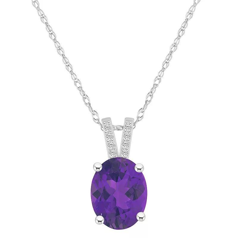 Alyson Layne 10k White Gold Oval Gemstone Diamond Accent Pendant Necklace, Womens Purple Product Image