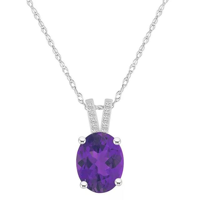 Alyson Layne 10k White Gold Oval Gemstone Diamond Accent Pendant Necklace, Womens Purple Product Image