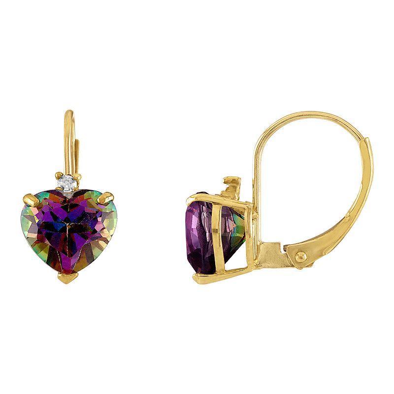 Tiara 10k Gold Mystic Topaz & Diamond Accent Leverback Earrings, Womens, Yellow Product Image