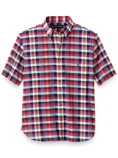 Cotton Madras Plaid Casual Shirt - Red Multi Product Image