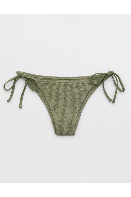 Aerie Shimmery Crinkle Cheekiest Tie Bikini Bottom Women's Product Image