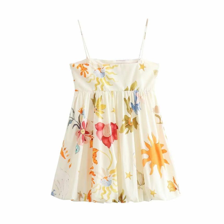 Spaghetti Strap Print Mini A-Line Dress Product Image