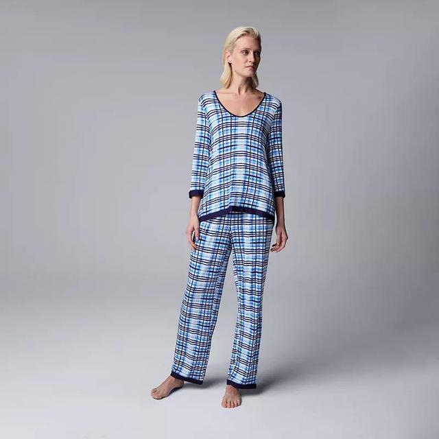 Womens Simply Vera Vera Wang 3/4 Sleeve Pajama Top & Pajama Pants Set Product Image