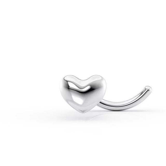 Lila Moon Curved Heart Nose Stud, Womens, 14k White Gold Product Image