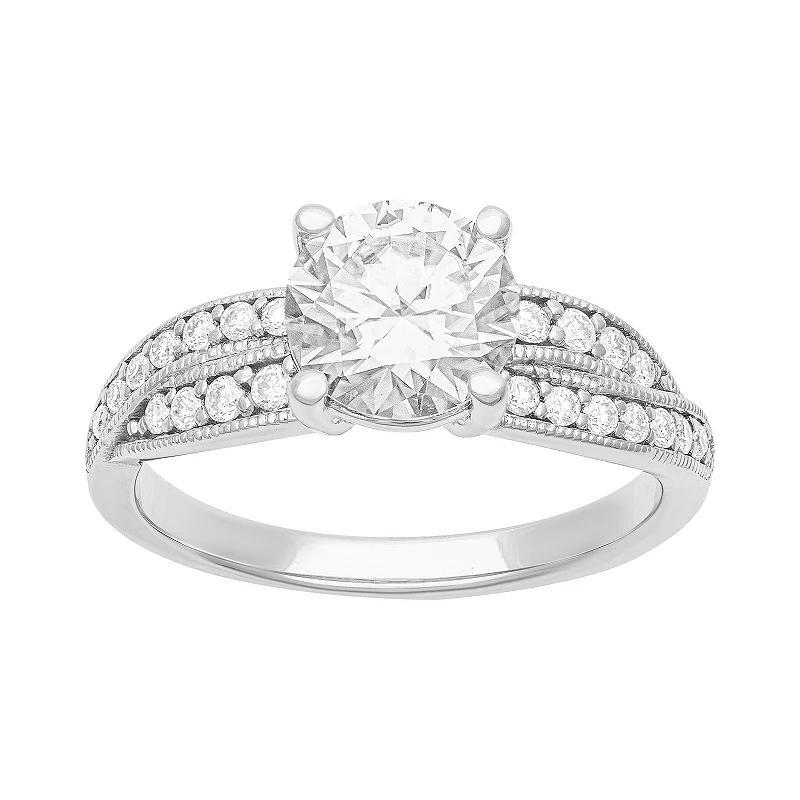 Love Always Sterling Silver Lab-Created Moissanite Twist Engagement Ring, Womens Product Image