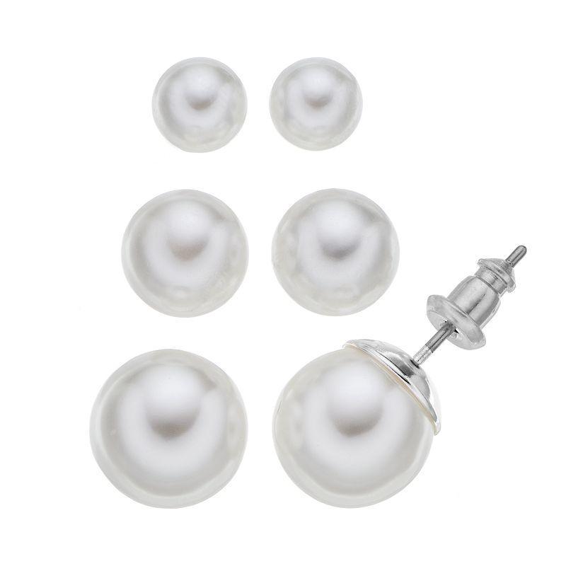 Napier Stud Earring Set, Womens, White Product Image