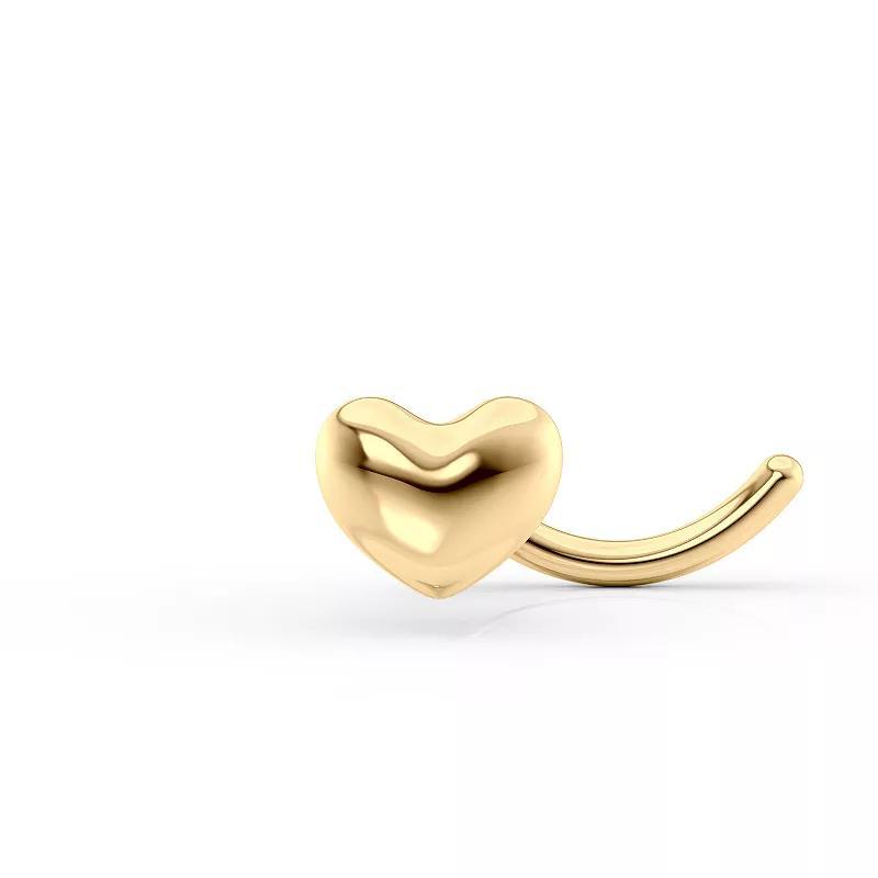 Lila Moon Curved Heart Nose Stud, Womens, 14k Gold Product Image