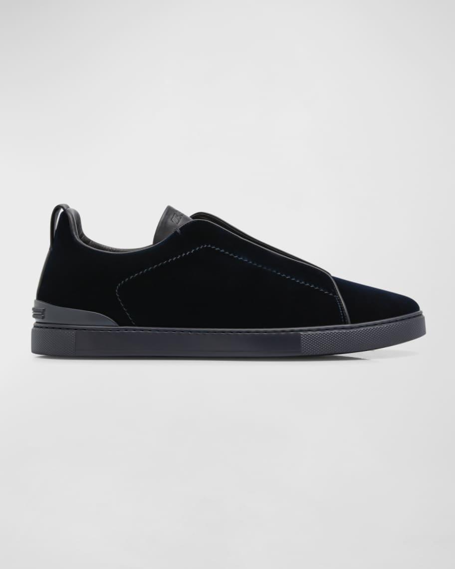 Men's Triple Stitch Slip-On Velvet Low Top Sneakers Product Image