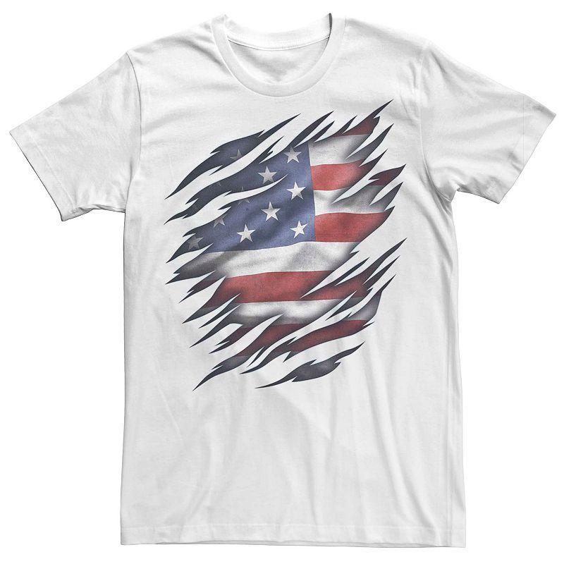 Mens American Flag Rip Through Graphic Tee Product Image