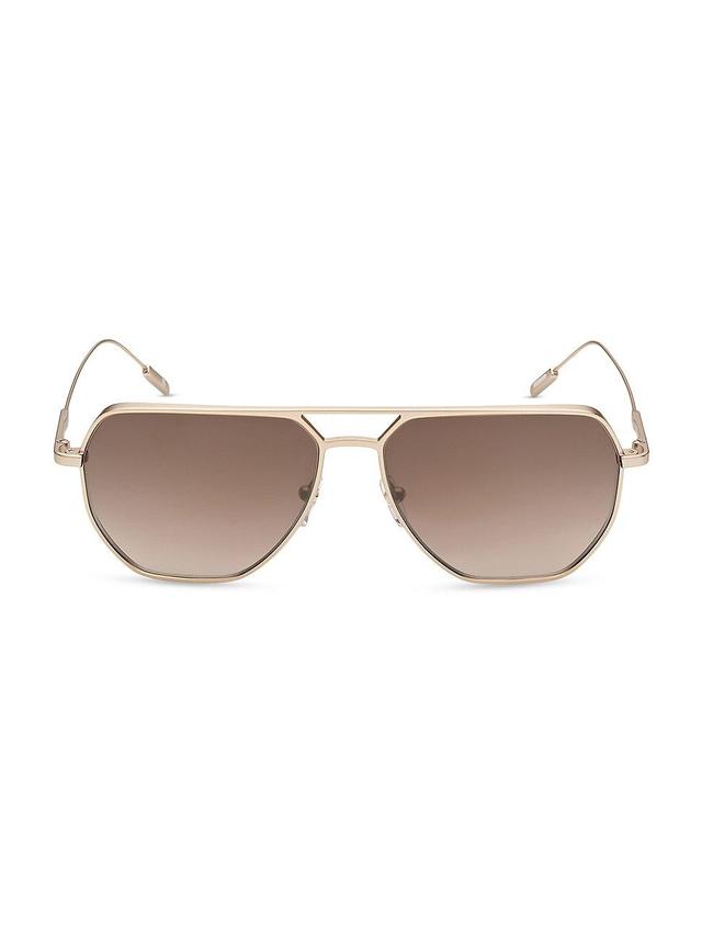 Mens 58MM Navigator Metal Sunglasses - Gold - Gold Product Image