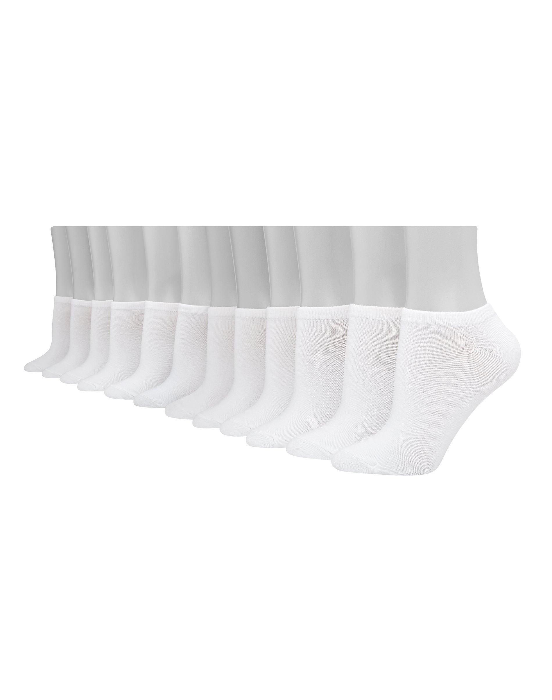 Hanes Womens Lightweight No Show Socks, 12-Pairs Solid White 5-9 Product Image