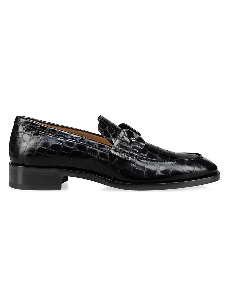 Mens Chambelimoc Crocodile-Embossed Leather Loafers Product Image