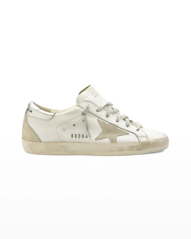 Superstar Mixed Leather Sneakers In White Ice Silver Product Image