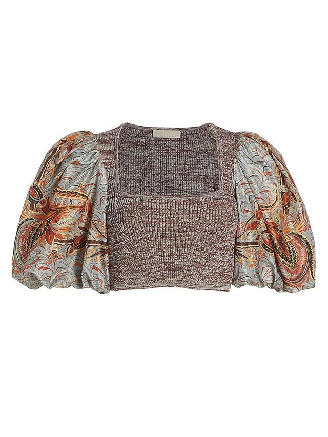 Womens Iva Puff-Sleeve Crop Top Product Image