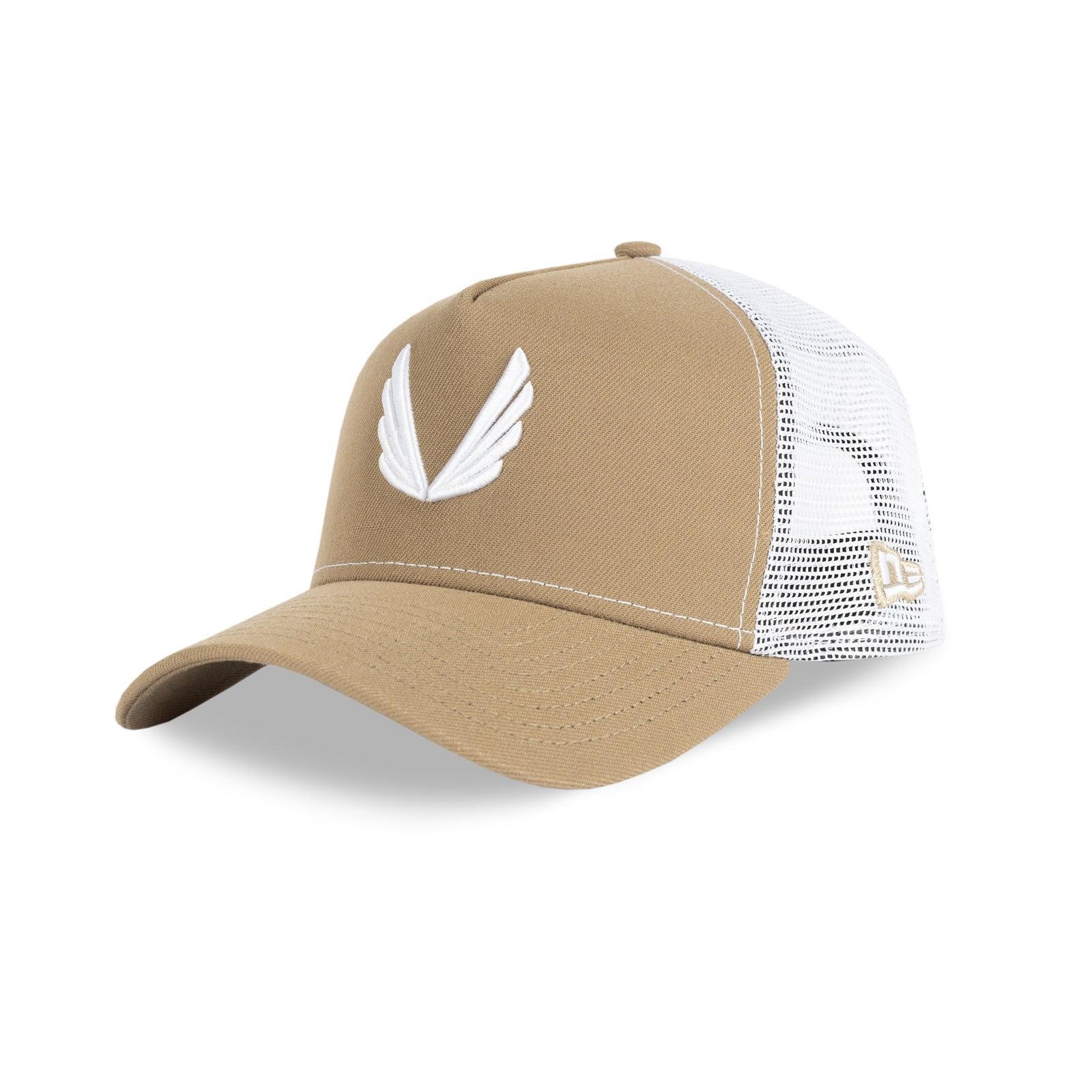 New Era 9Forty A-Frame Trucker Hat - Khaki/White “Wings” Product Image