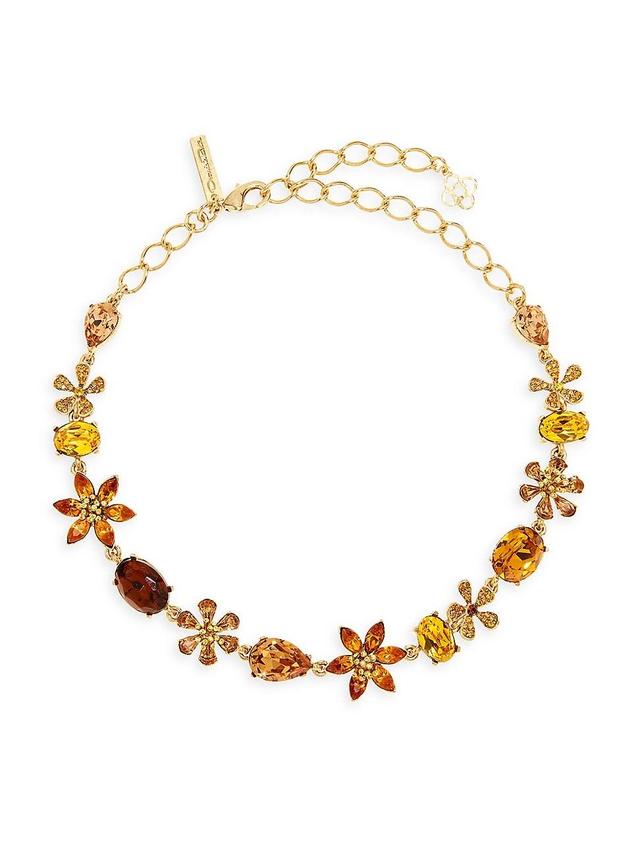 Womens Goldtone & Glass Crystal Flower Collar Necklace Product Image