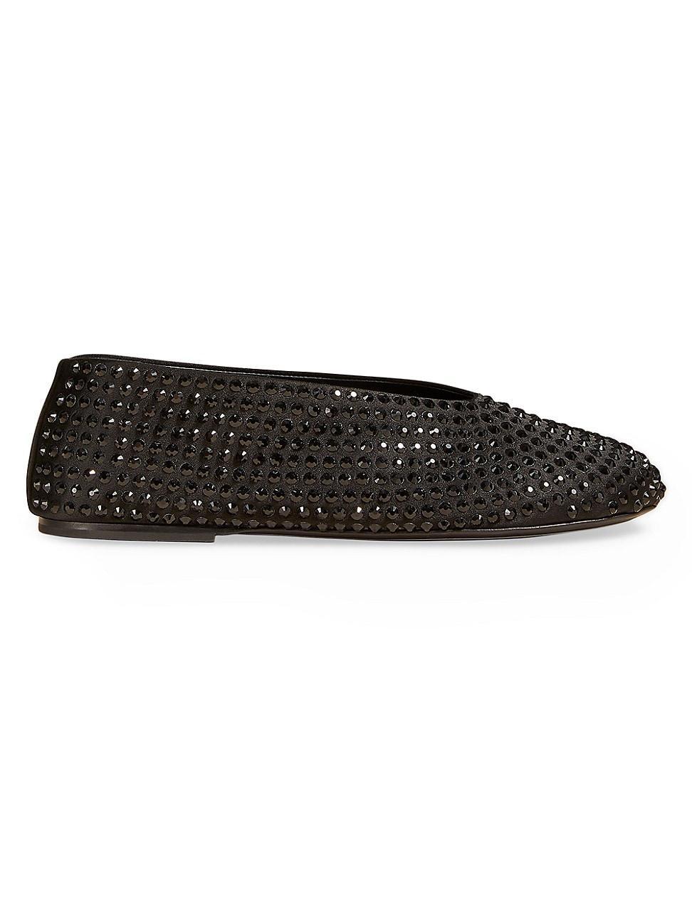 Womens Marcy Crystal-Embellished Leather Flats Product Image