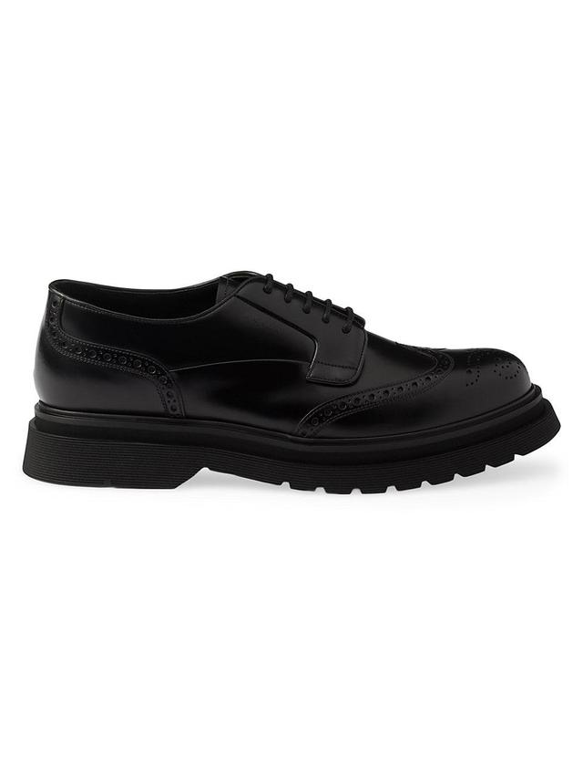 Mens Brushed Leather Derby Brogue Shoes Product Image